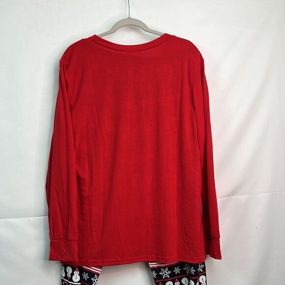 Ekoaer Women Snowman Holiday Pajama set long sleeve red and black size L N… - Picture 9 of 10